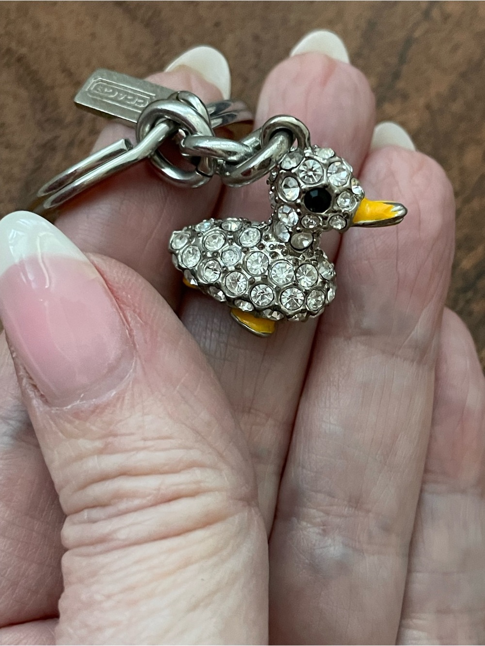 COACH Swarovski Crystal Embossed Tiny Duck Bag Charm - Picture 6 of 9